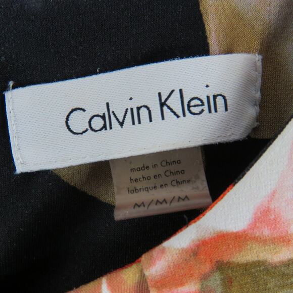 Calvin Klein Black & Peach Pink Floral Sleeveless High Neck Blouse Medium - Picture 3 of 4